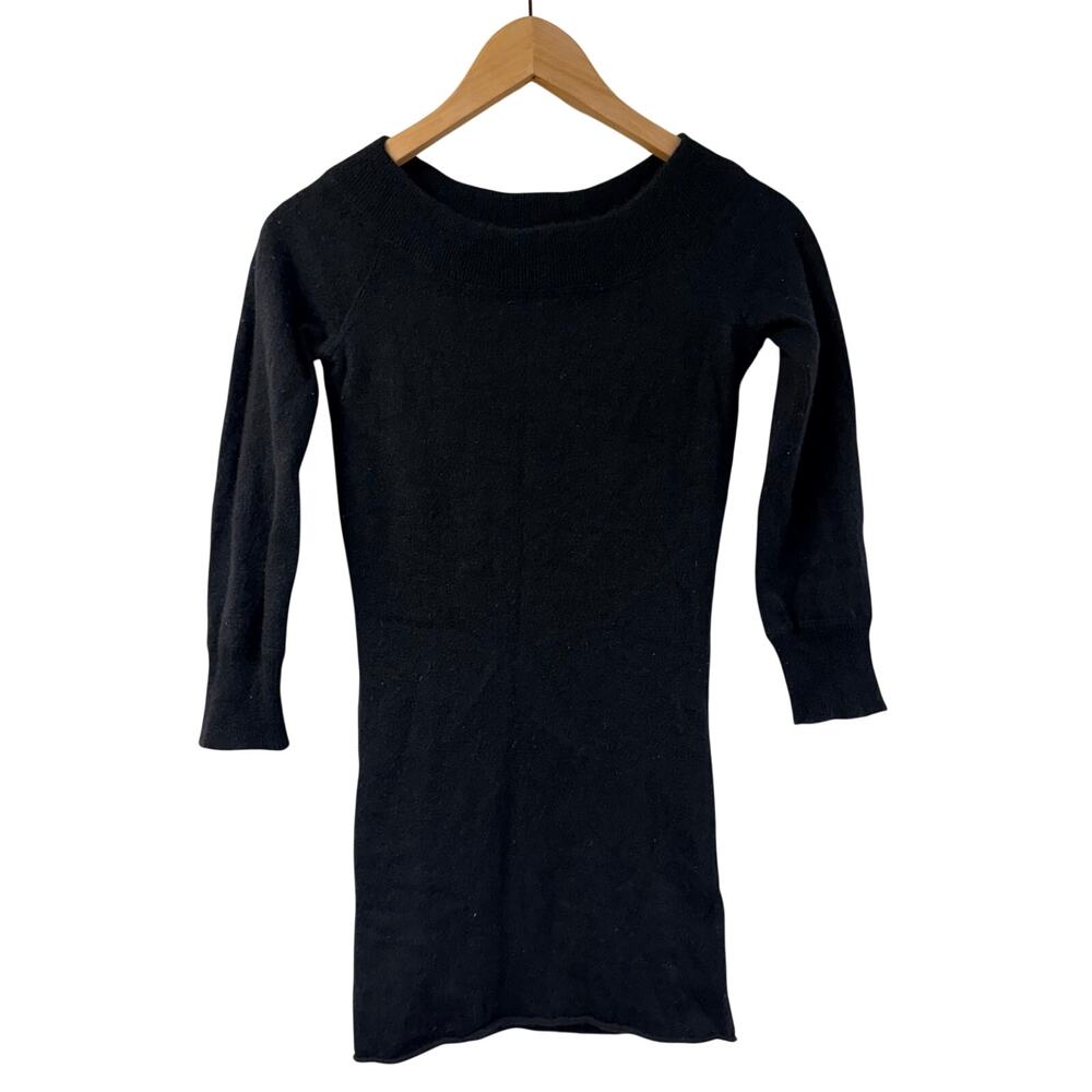 Club Monaco 100% Cashmere Sweater Black 3/4 Sleeve XS